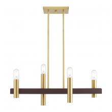 Livex Lighting 46864-12 - 4 Lt Satin Brass & Bronze Linear Chandelier