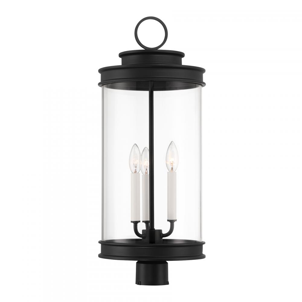 Englewood 3-Light Outdoor Post Lantern in Matte Black