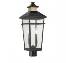 Savoy House 5-718-143 - Kingsley 2-Light Outdoor Post Lantern in Matte Black with Warm Brass Accents