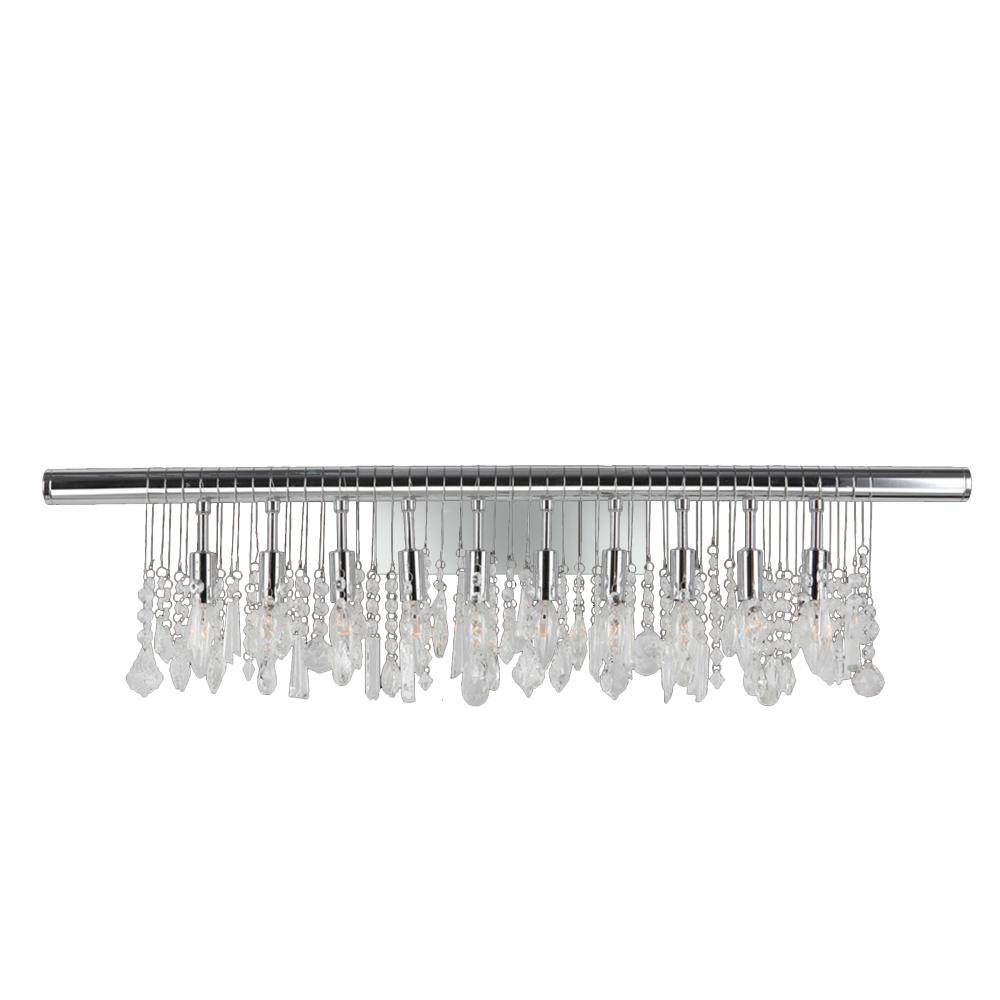 Nadia 10-Light Chrome Finish and Clear Crystal Vanity Wall Linear Wall Sconce Light 36 in. W x 10 in