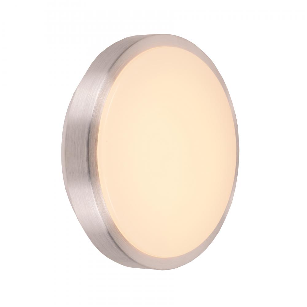 Aperture 12-Watt Brushed Nickel Finish Integrated LEd Circle Wall Sconce / Ceiling Light 10 in. Dia