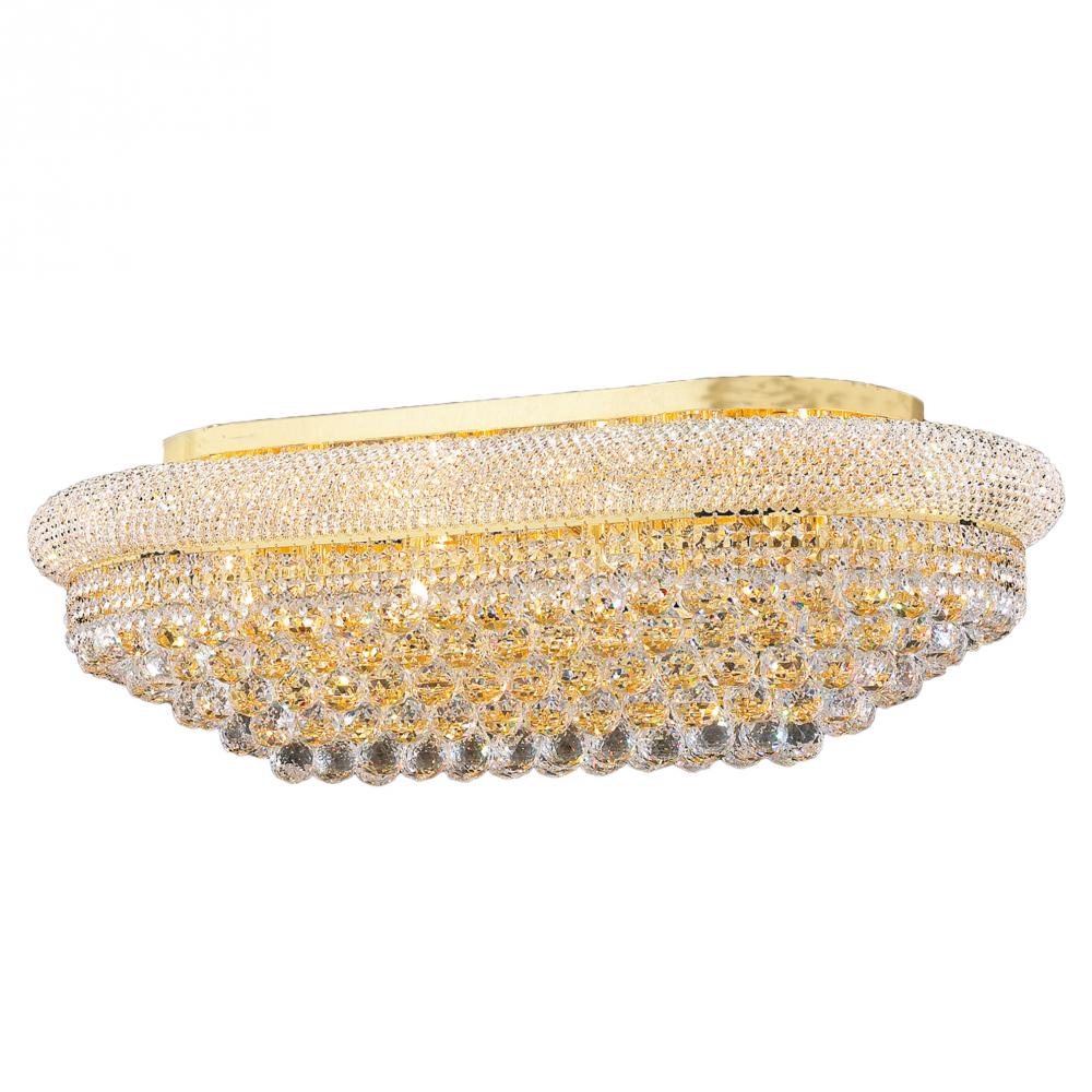 Empire 18-Light Gold Finish and Clear Crystal Flush Mount Ceiling Light 36 in. L x 20 in. W x 12 in.