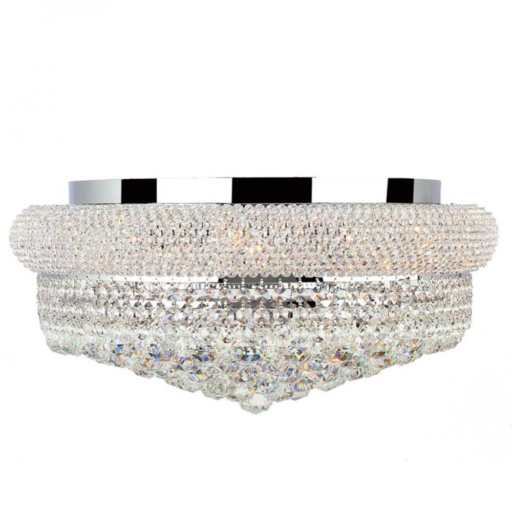 Empire 10-Light Chrome Finish and Clear Crystal Flush Mount Ceiling Light 20 in. Dia x 10 in. H Larg