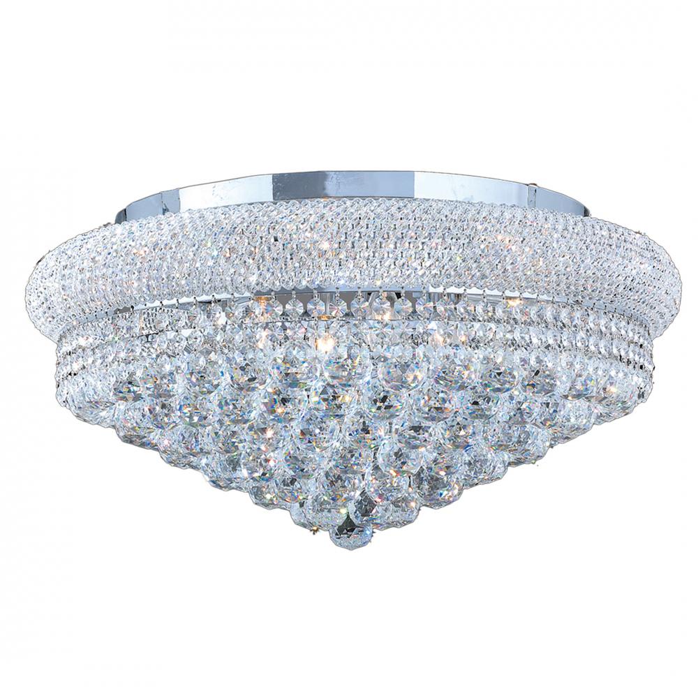 Empire 12-Light Chrome Finish and Clear Crystal Flush Mount Ceiling Light 24 in. Dia x 12 in. H Extr