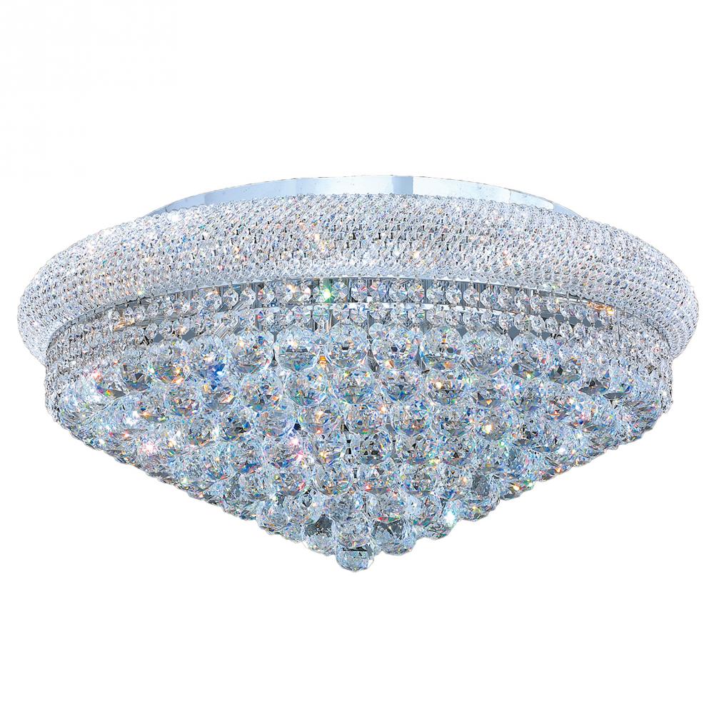 Empire 15-Light Chrome Finish and Clear Crystal Flush Mount Ceiling Light 28 in. Dia x 13 in. H Extr