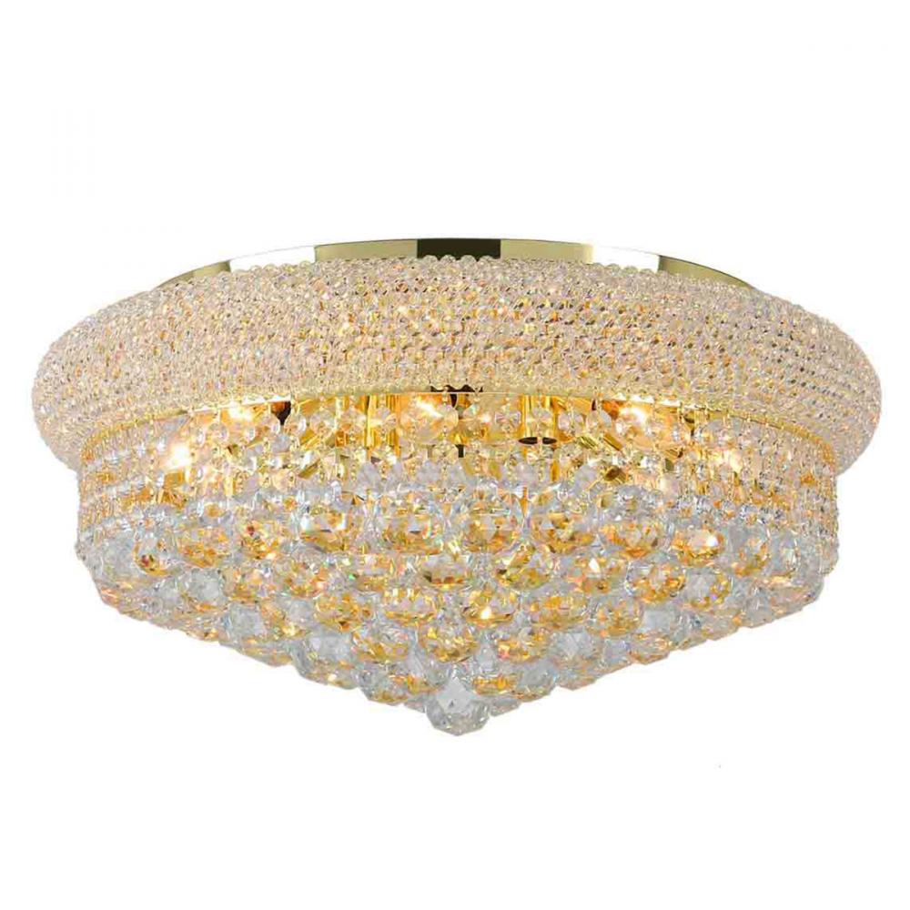 Empire 10-Light Gold Finish and Clear Crystal Flush Mount Ceiling Light 20 in. Dia x 10 in. H Large