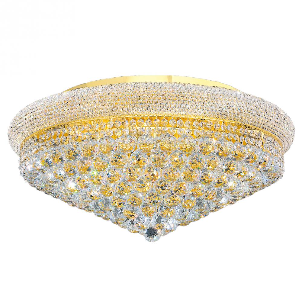 Empire 15-Light Gold Finish and Clear Crystal Flush Mount Ceiling Light 28 in. Dia x 13 in. H Extra 