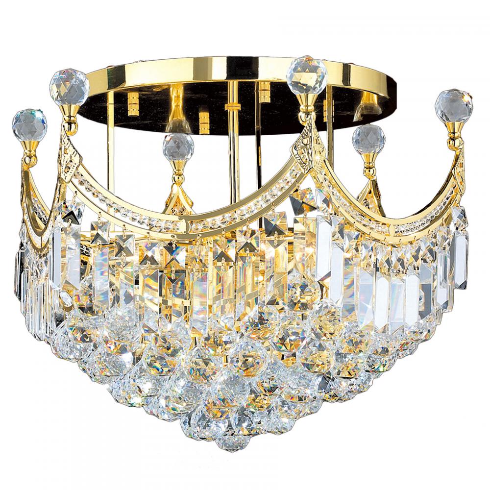 Empire 9-Light Gold Finish and Clear Crystal Flush Mount Ceiling Light 20 in. Dia x 16 in. H Round L