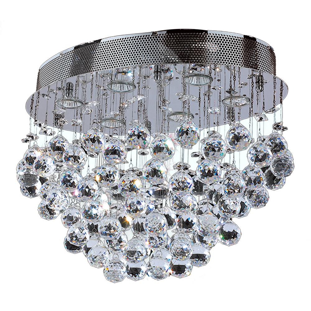 Icicle 6-Light Chrome Finish and Clear Crystal Flush Mount Ceiling Light 20 in. L x 14 in. W x 14 in