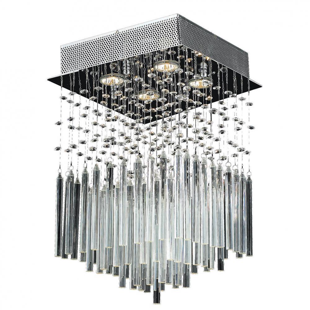 Torrent 4-Light Chrome Finish and Clear Crystal Flush Mount Ceiling Light 12 in. L x 12 in. W x 18 i