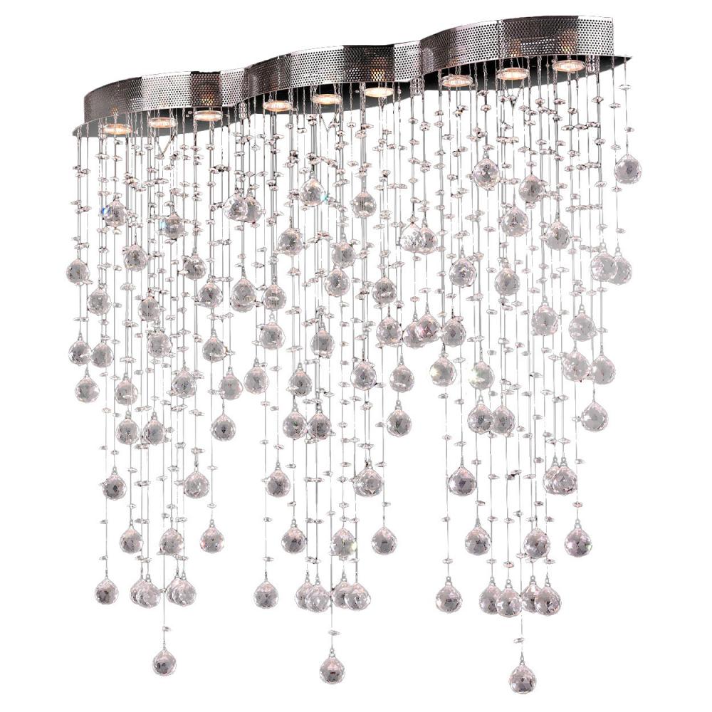 Icicle 9-Light Chrome Finish and Clear Crystal Flush Mount Ceiling Light 42 in. L x 8 in. W x 40 in.