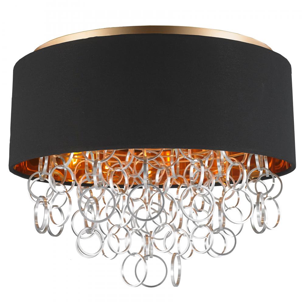 Catena 5-Light Matte Gold Finish with Black Linen drum Shade Flush Mount Ceiling Light 20 in. Dia x 