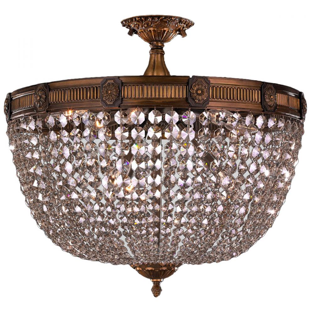Winchester 4-Light Antique Bronze Finish and Clear Crystal Semi Flush Mount Ceiling Light 24 in. Dia