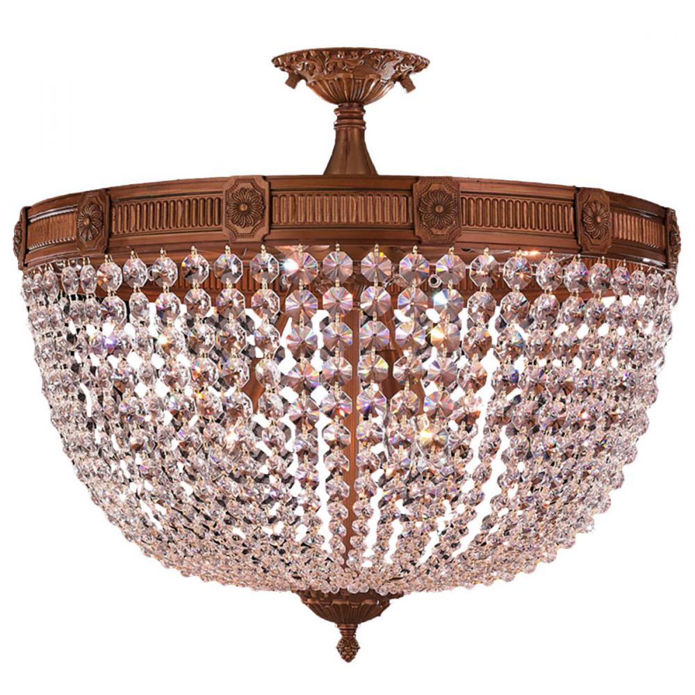 Winchester 9-Light French Gold Finish and Clear Crystal Semi Flush Mount Ceiling Light 24 in. Dia x 