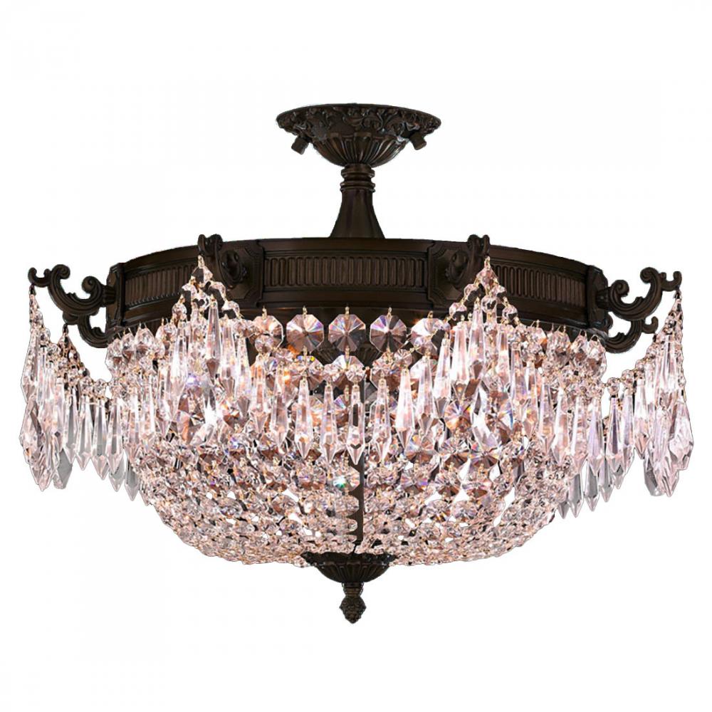 Winchester 3-Light dark Bronze Finish and Clear Crystal Semi Flush Mount Ceiling Light 20 in. Dia x 