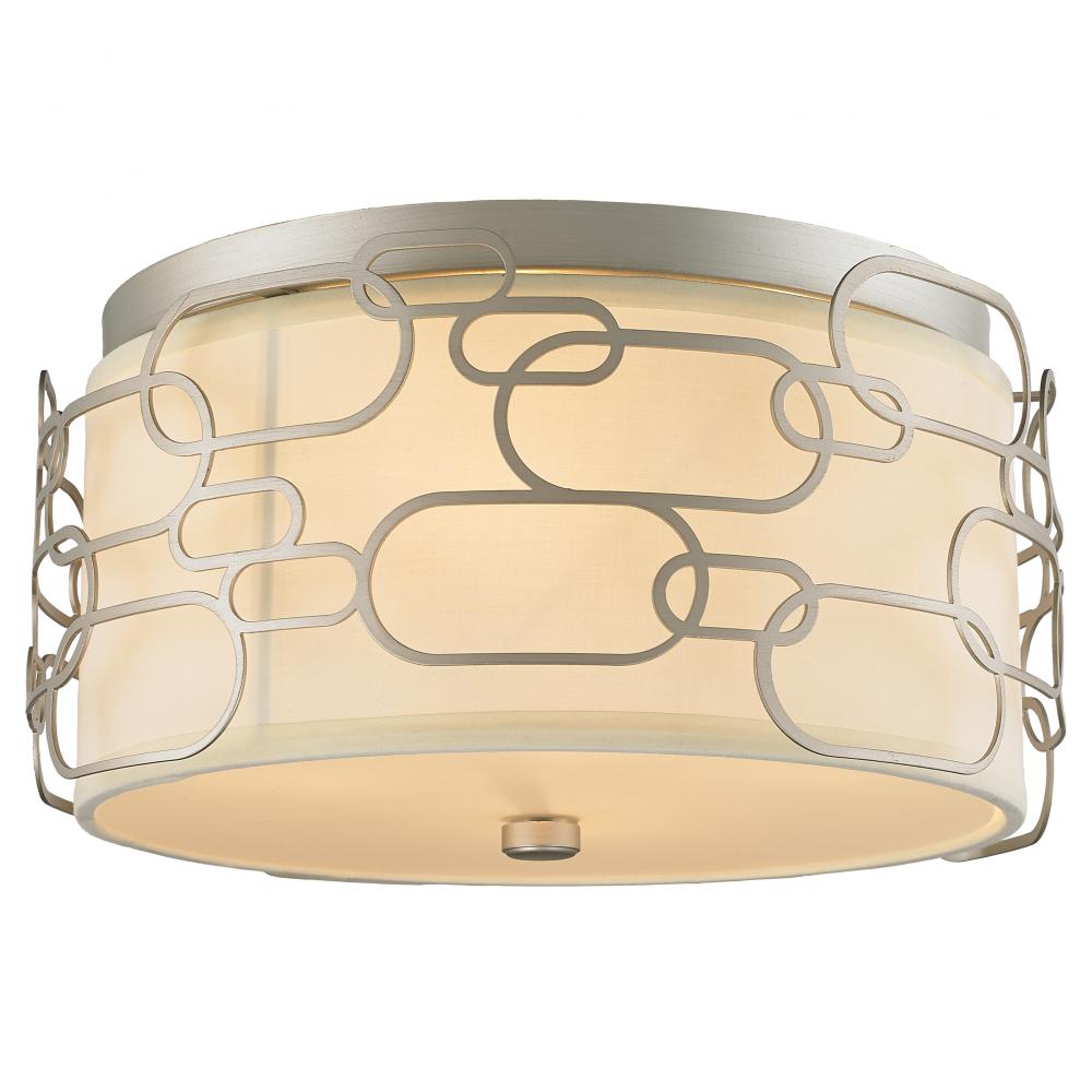 Montauk 4-Light Matte Nickel Finish with Ivory Linen Shade Flush Mount 16 in. Dia x 7 in. H Medium