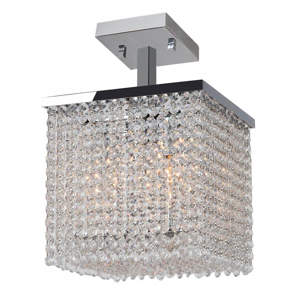 Prism Collection 4 Light Chrome Finish and Clear Crystal Semi-Flush Ceiling Light 10" L x 10"