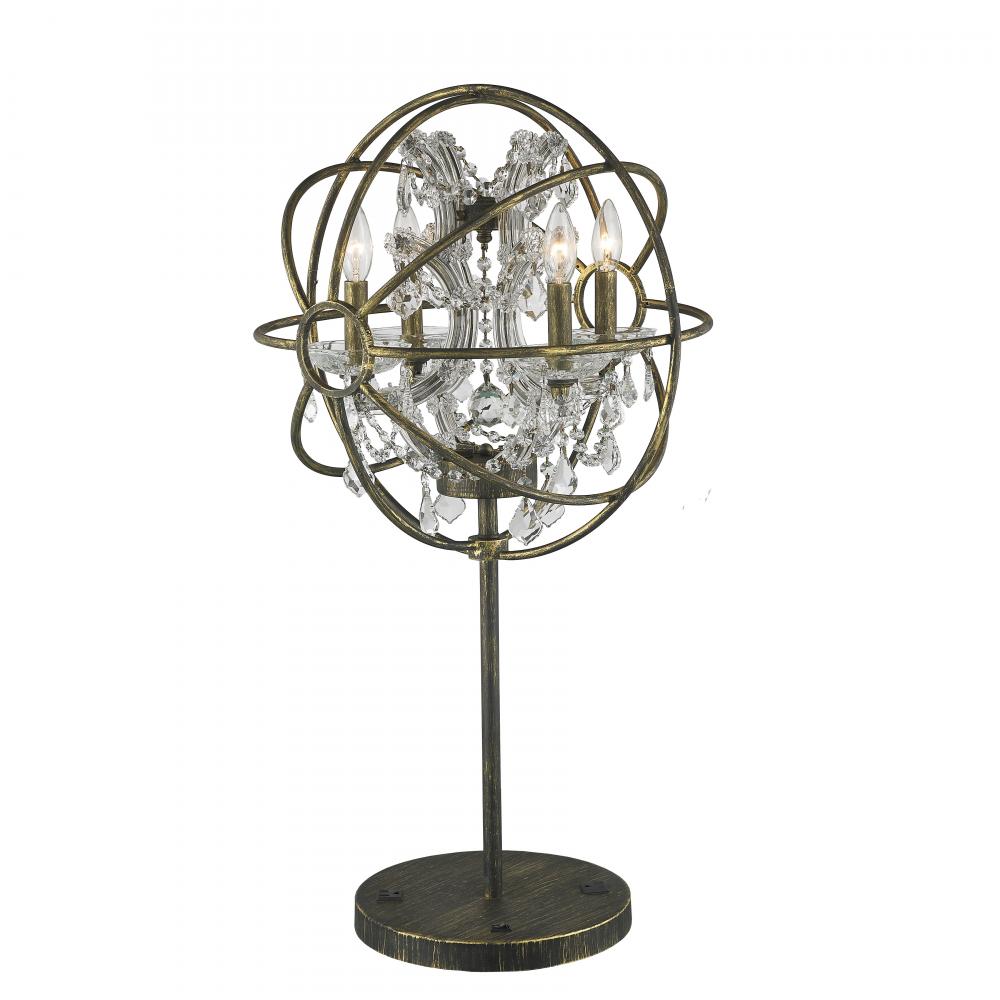 Armillary 18 in. Dia x 33 in. H  Antique Bronze Finish with Clear Crystal Foucault's Orb Table L
