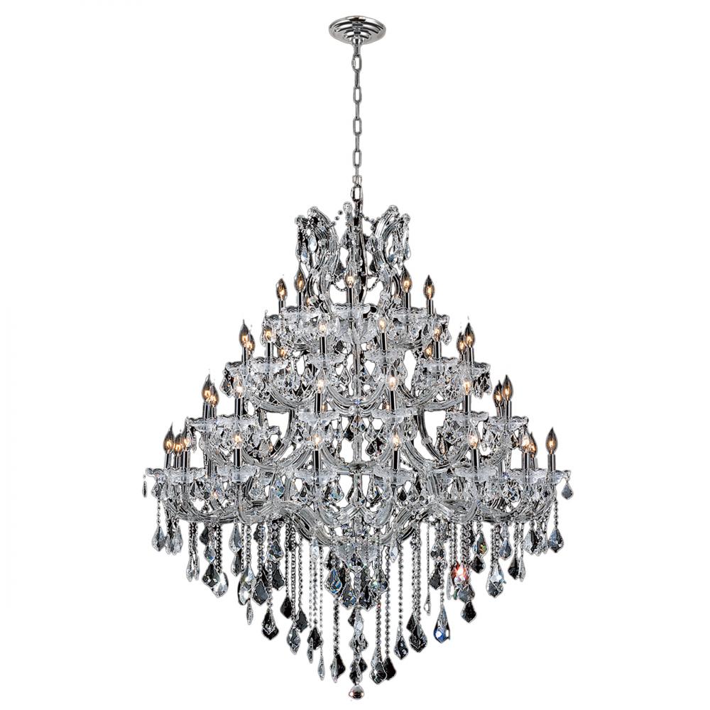 Maria Theresa 49-Light Chrome Finish and Clear Crystal Chandelier 46 in. Dia x 58 in. H Four 4 Tier 