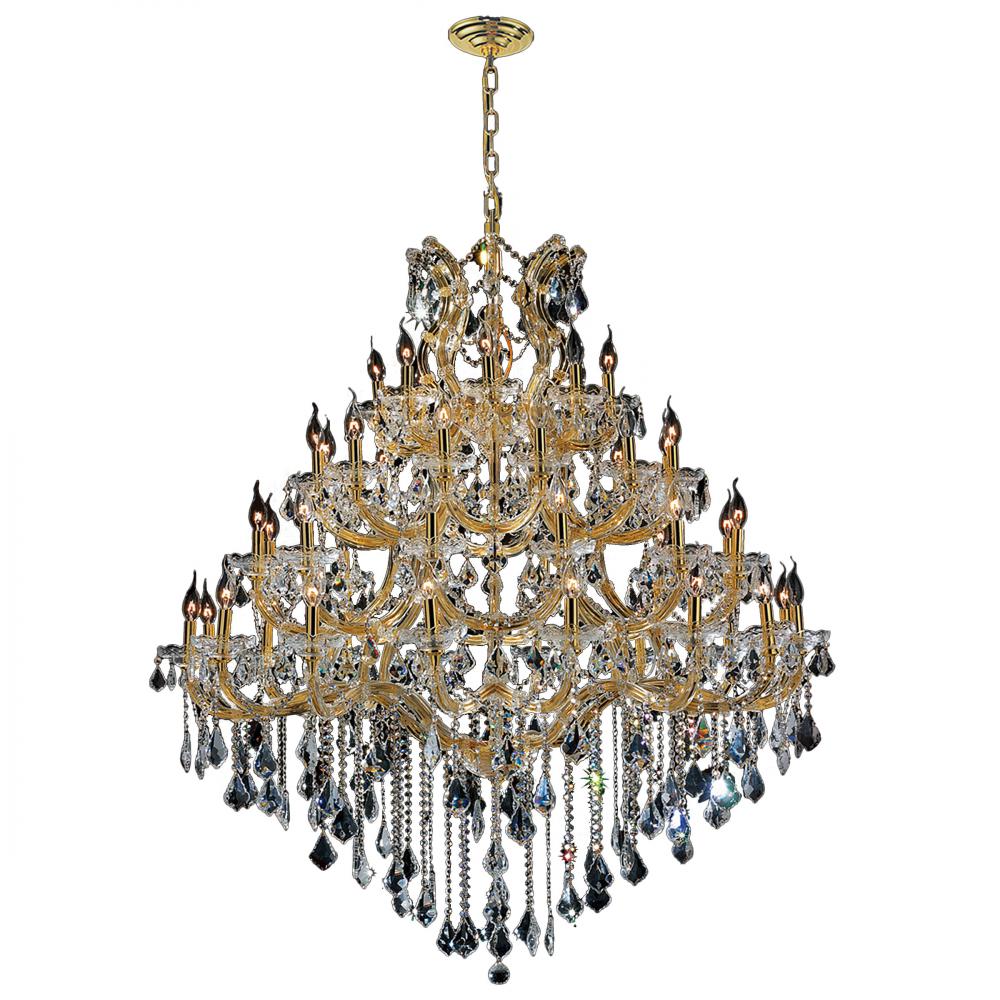 Maria Theresa 49-Light Gold Finish and Clear Crystal Chandelier 46 in. Dia x 58 in. H Four 4 Tier Ex