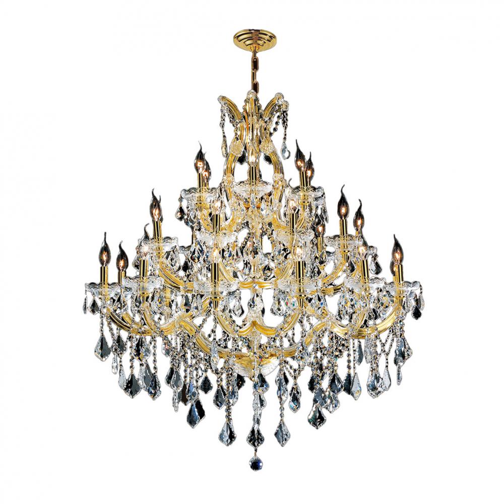 Maria Theresa 28-Light Gold Finish Crystal Chandelier Three 3 Tier 38 in. Dia x 42 in. H Three 3 Tie