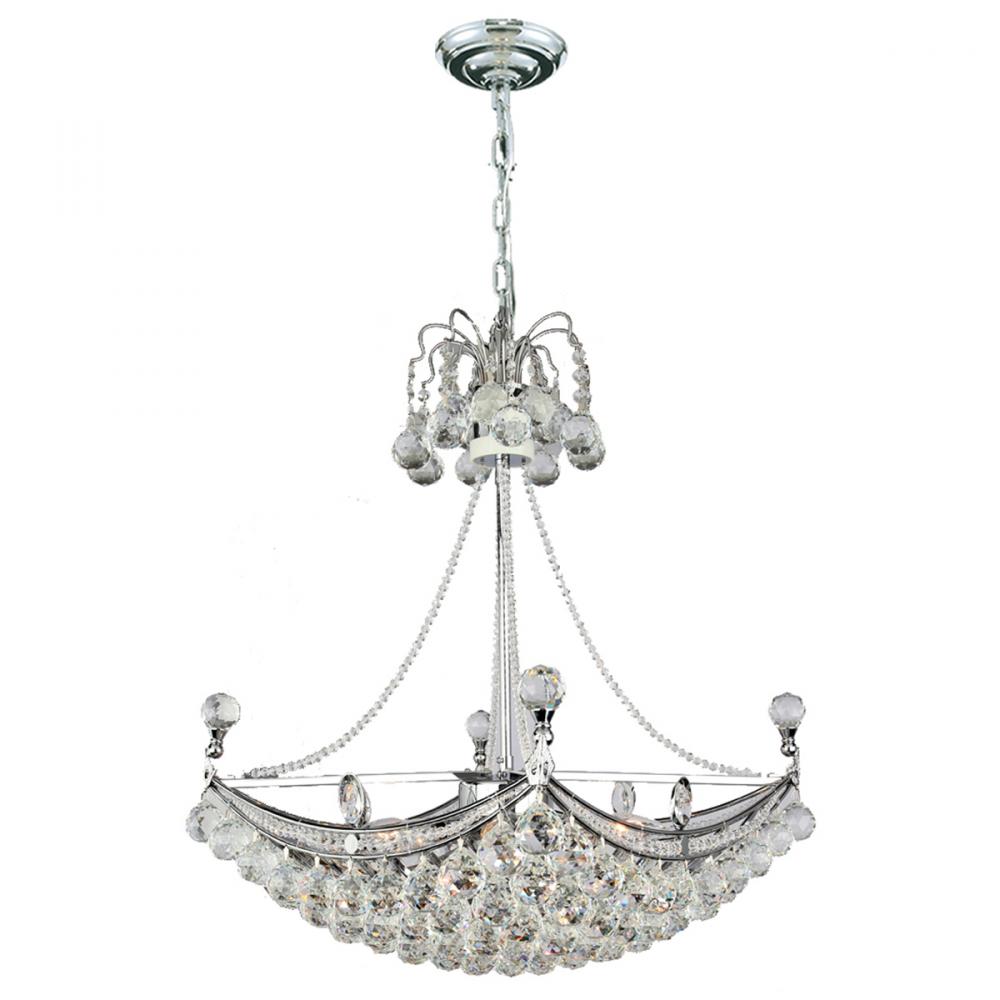 Empire 6-Light Chrome Finish and Clear Crystal Umbrella Chandelier 20 in. L x 20 in. W x 20 in. H Sq