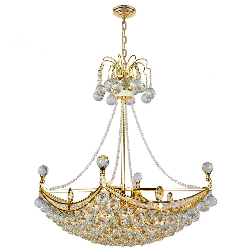 Empire 6-Light Gold Finish and Clear Crystal Umbrella Chandelier 20 in. L x 20 in. W x 20 in. H Squa