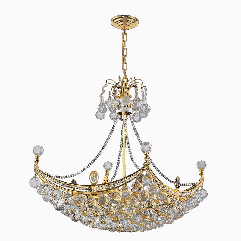 Empire 8-Light Gold Finish and Clear Crystal Umbrella Chandelier 24 in. L x 16 in. W x 20 in. H Oblo