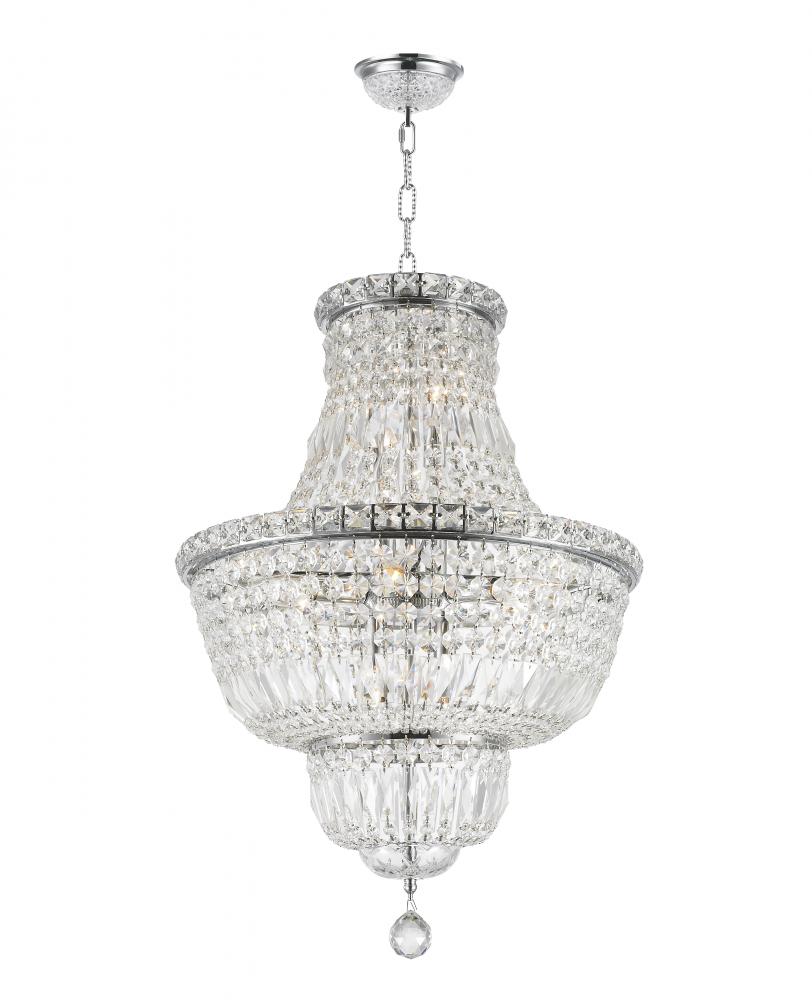 Empire 12-Light Chrome Finish and Clear Crystal Chandelier 18 in. Dia x 27 in. H Round Medium