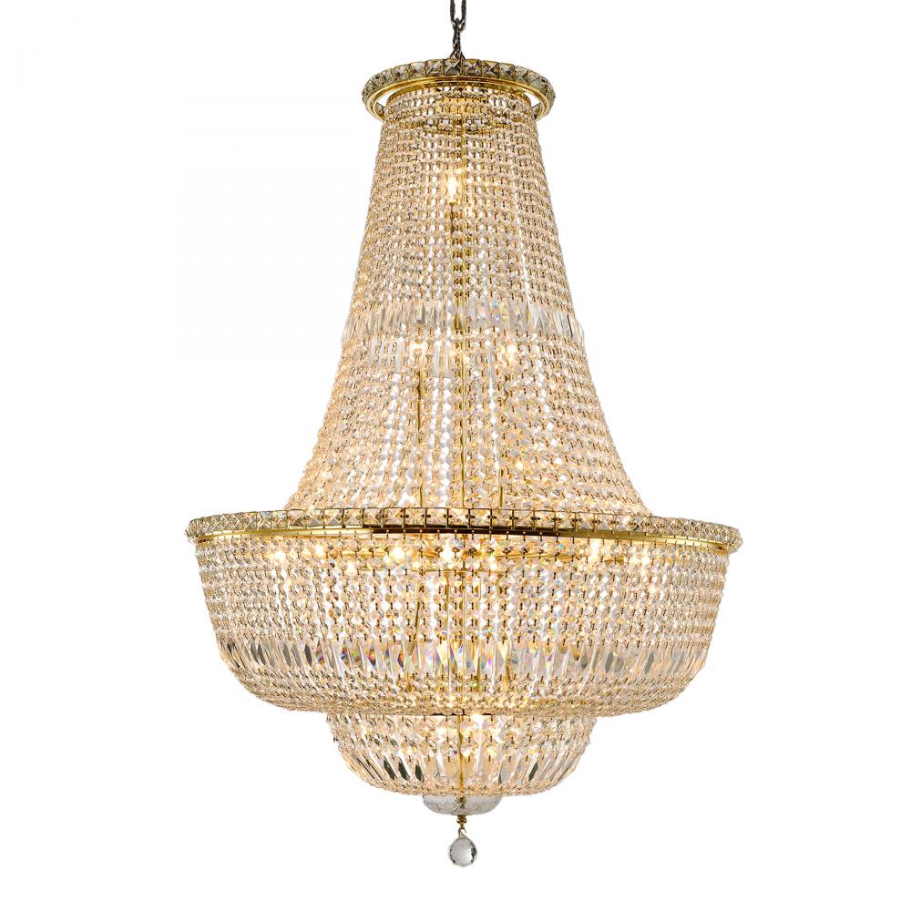 Empire Collection 24 Light Gold Finish Crystal Chandelier 32" d x 43" H Round Large