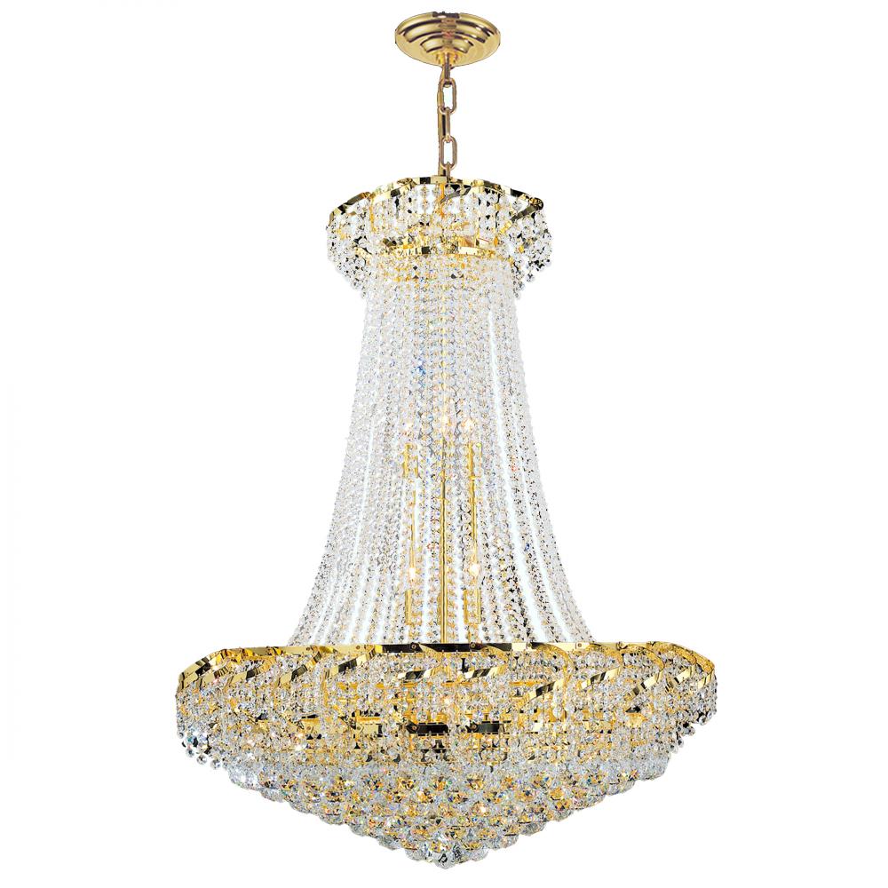 Empire 18-Light Gold Finish and Clear Crystal Chandelier 30 in. Dia x 38 in. H Round Large
