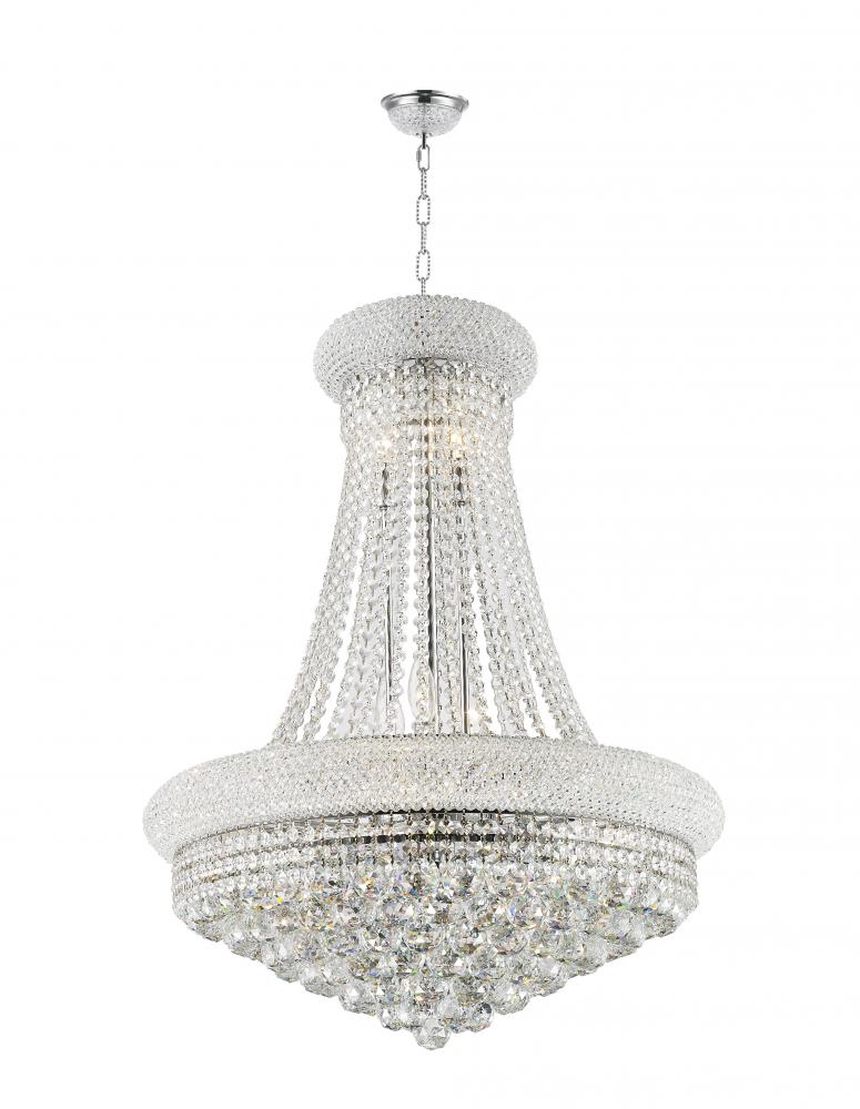 Empire 14-Light Chrome Finish and Clear Crystal Chandelier 24 in. Dia x 32 in. H Large