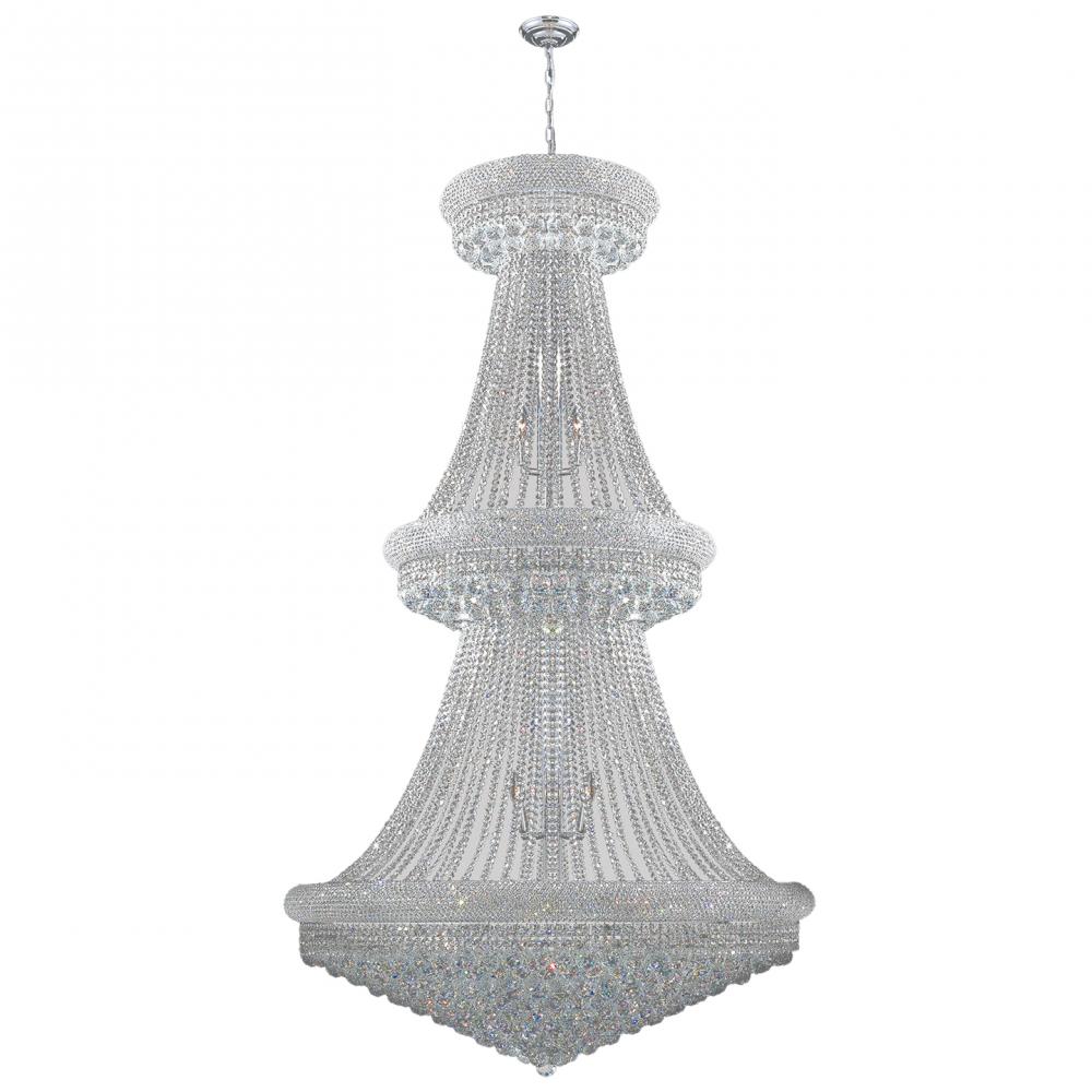 Empire 38-Light Chrome Finish and Clear Crystal Chandelier 42 in. Dia x 72 in. H Two 2 Tier Round La