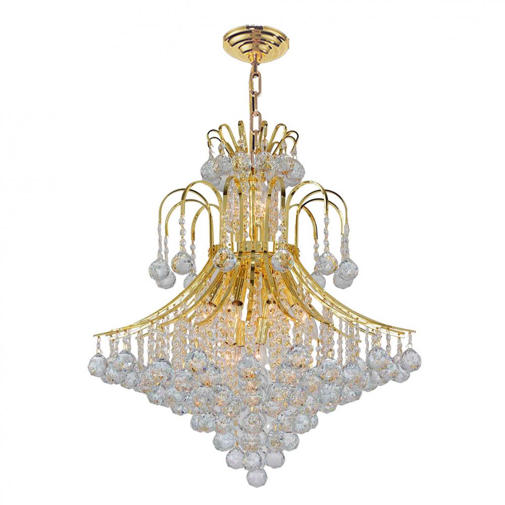 Empire 15-Light Gold Finish and Clear Crystal Chandelier 25 in. Dia x 31 in. H Round Large