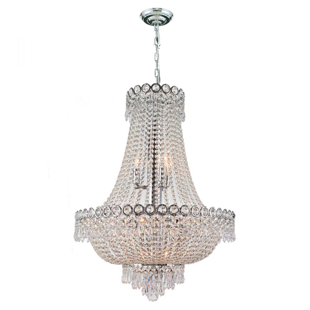 Empire 12-Light Chrome Finish and Clear Crystal Chandelier 20 in. Dia x 28 in. H Round Medium