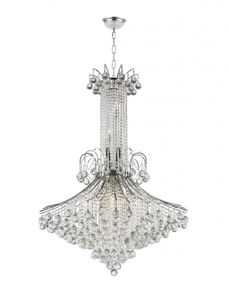Empire 16-Light Chrome Finish and Clear Crystal Chandelier 35 in. Dia x 48 in. H Large
