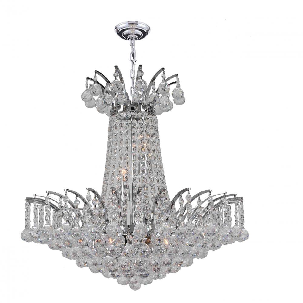 Empire 8-Light Chrome Finish and Clear Crystal Chandelier 19 in. Dia x 19 in. H Medium