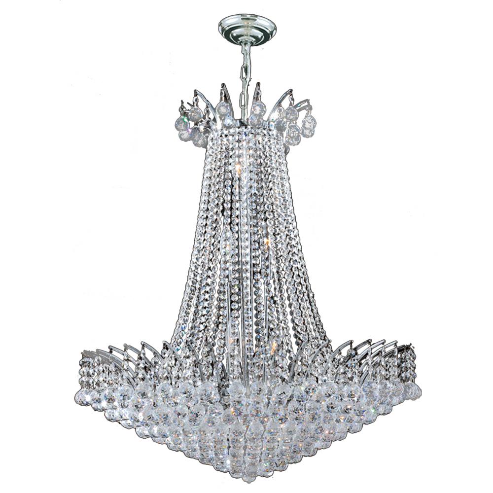 Empire 16-Light Chrome Finish and Clear Crystal Chandelier 29 in. Dia x 32 in. H Round Large