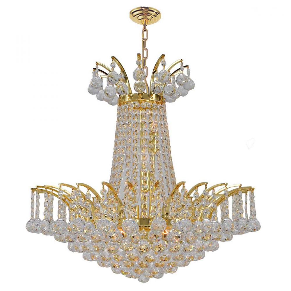 Empire 8-Light Gold Finish and Clear Crystal Chandelier 19 in. Dia x 19 in. H Medium