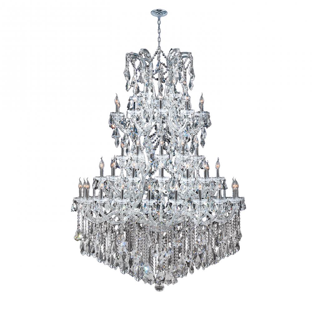 Maria Theresa 61-Light Chrome Finish and Clear Crystal Chandelier 54 in. Dia x 62 in. H Four 4 Tier 