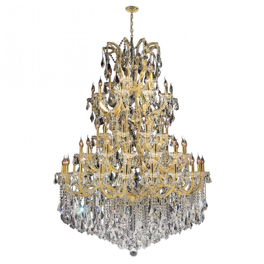 Maria Theresa 61-Light Gold Finish and Clear Crystal Chandelier 54 in. Dia x 62 in. H Four 4 Tier Ro
