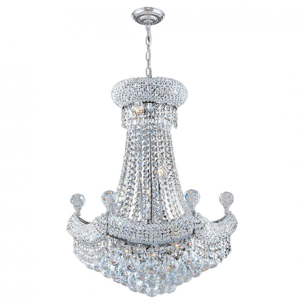 Empire 12-Light Chrome Finish and Clear Crystal Chandelier 20 in. Dia x 26 in. H