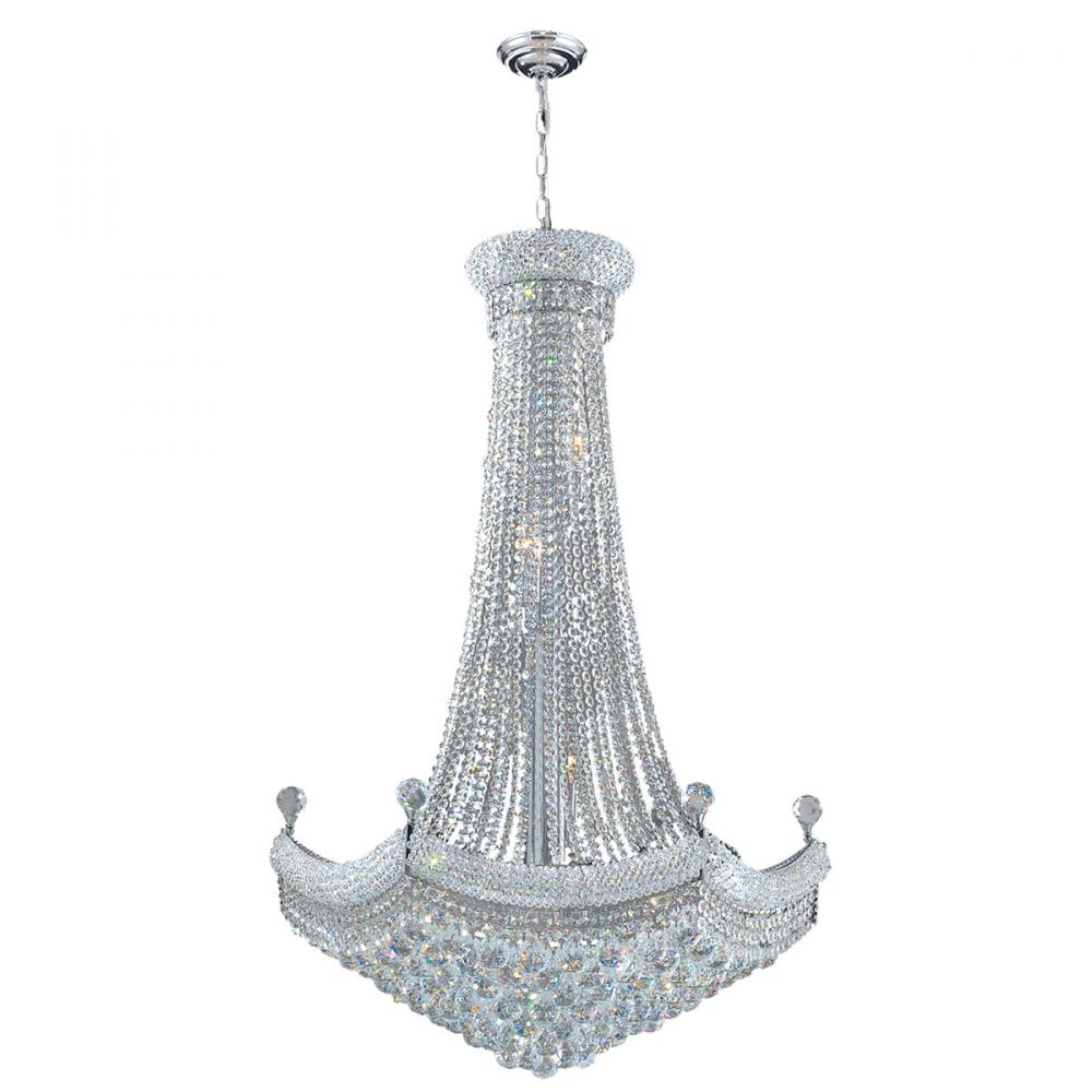 Empire 18-Light Chrome Finish and Clear Crystal Chandelier 30 in. Dia x 48 in. H