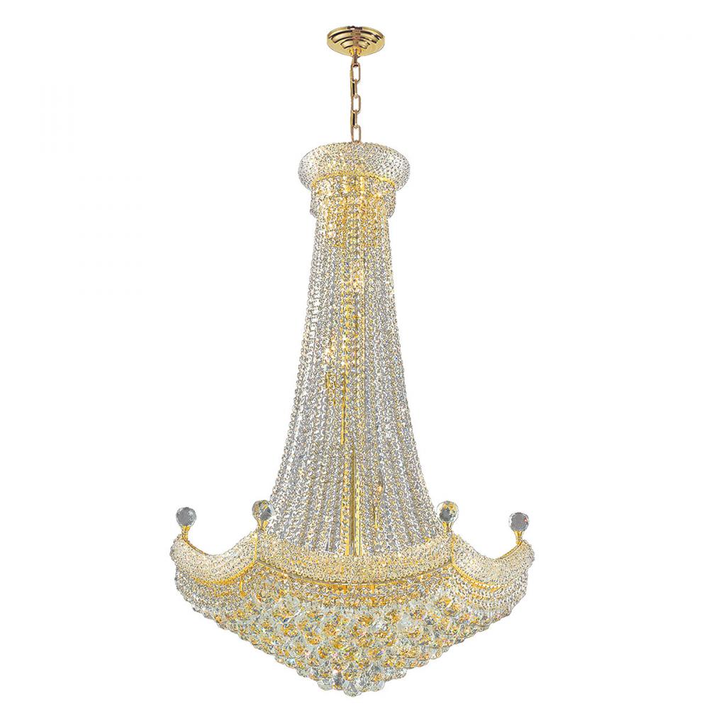 Empire 18-Light Gold Finish and Clear Crystal Chandelier 30 in. Dia x 48 in. H
