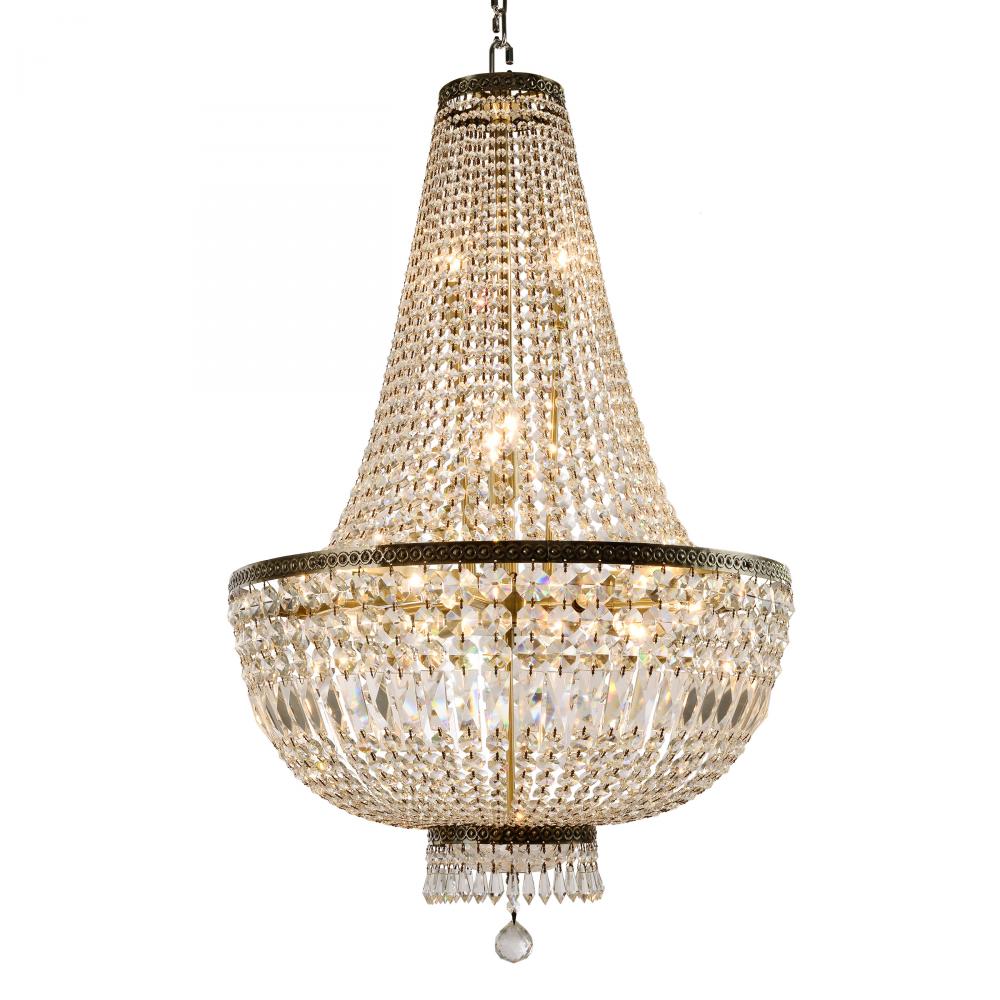 Metropolitan 12-Light Antique Bronze Finish and Clear Crystal Chandelier 24 in. Dia x 38 in. H Large