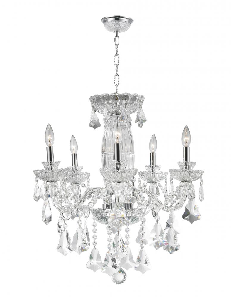 Olde World Collection 5 Light Chrome Finish Crystal Chandelier 25" D x 25" H Large