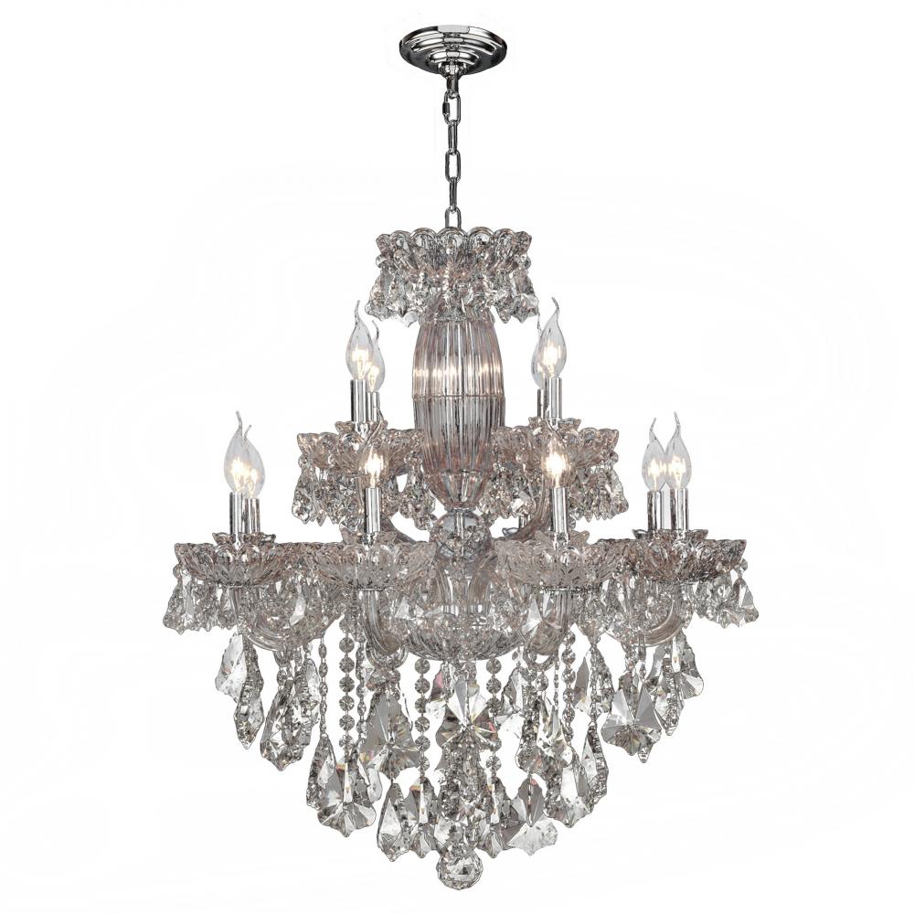 Olde World Collection 12 Light Chrome Finish Crystal Chandelier 31" D x 31" H Two 2 Tier Lar