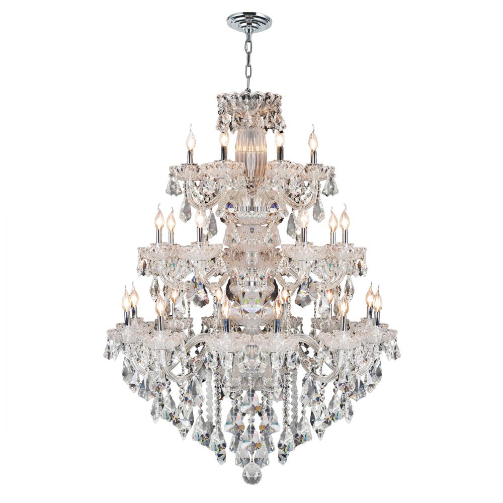 Olde World Collection 23 Light Chrome Finish Crystal Chandelier 42" D x 56" H Three 3 Tier L