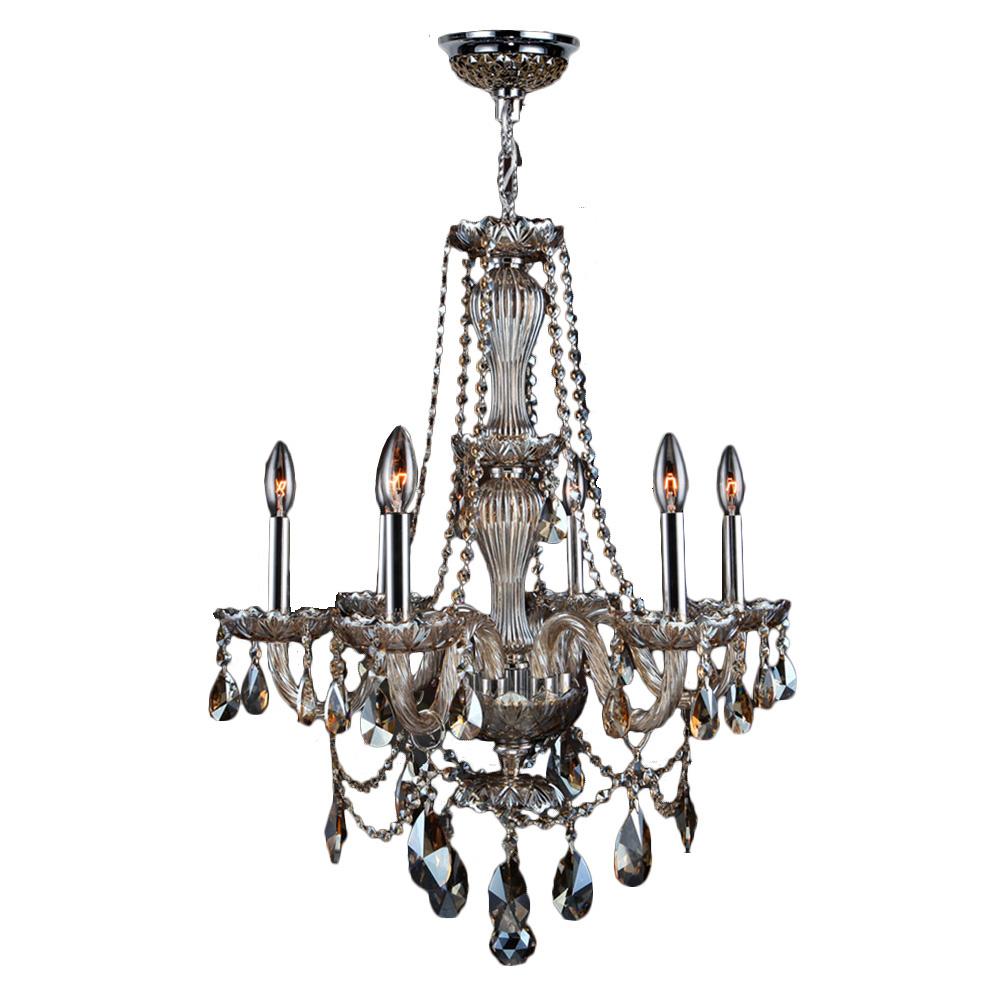 Provence Collection 6 Light Chrome Finish and White Crystal Chandelier 23" D x 31" H Medium