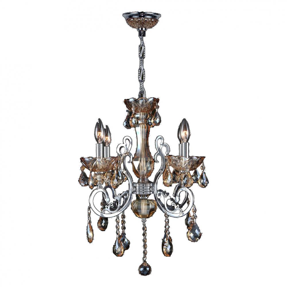 Kronos Collection 4 Light Chrome Finish and Amber Crystal Chandelier 20" D x 24" H Medium